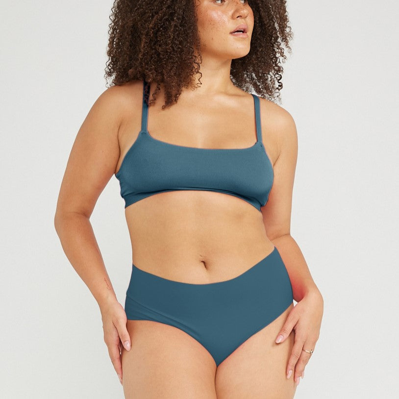 Mid-Rise Cheeky - Seamless Cotton - Neptune