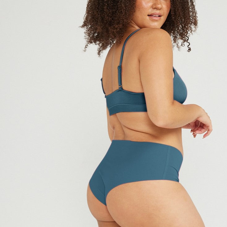 Mid-Rise Cheeky - Seamless Cotton - Neptune