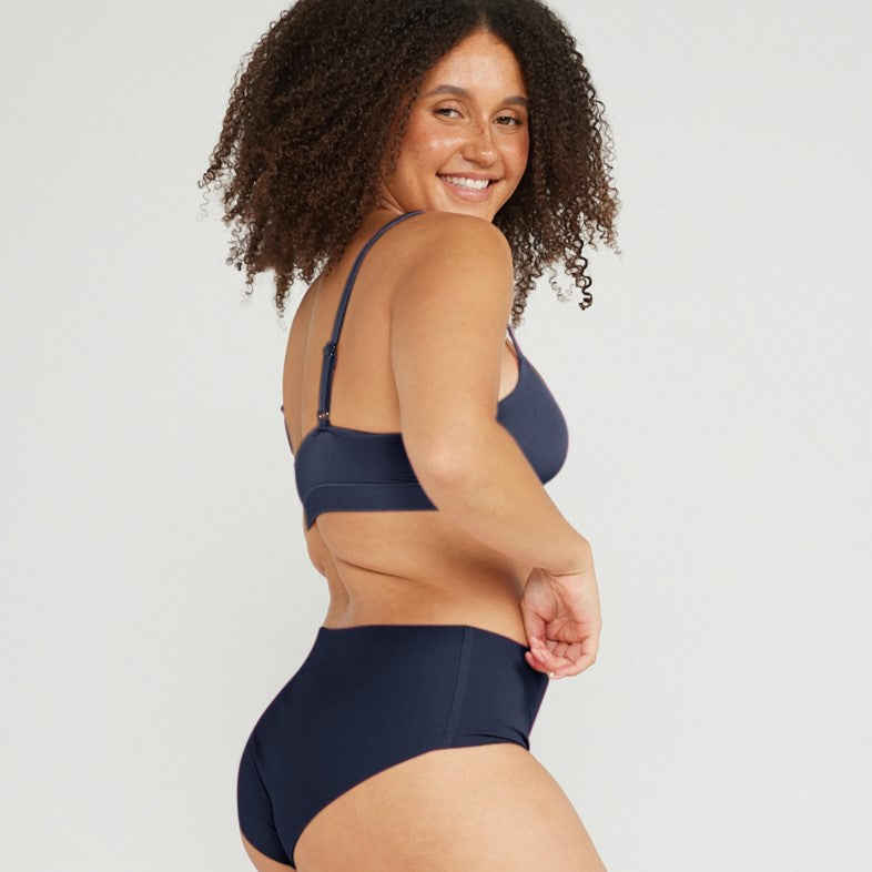 Mid-Rise Bikini - Seamless Cotton - Ink