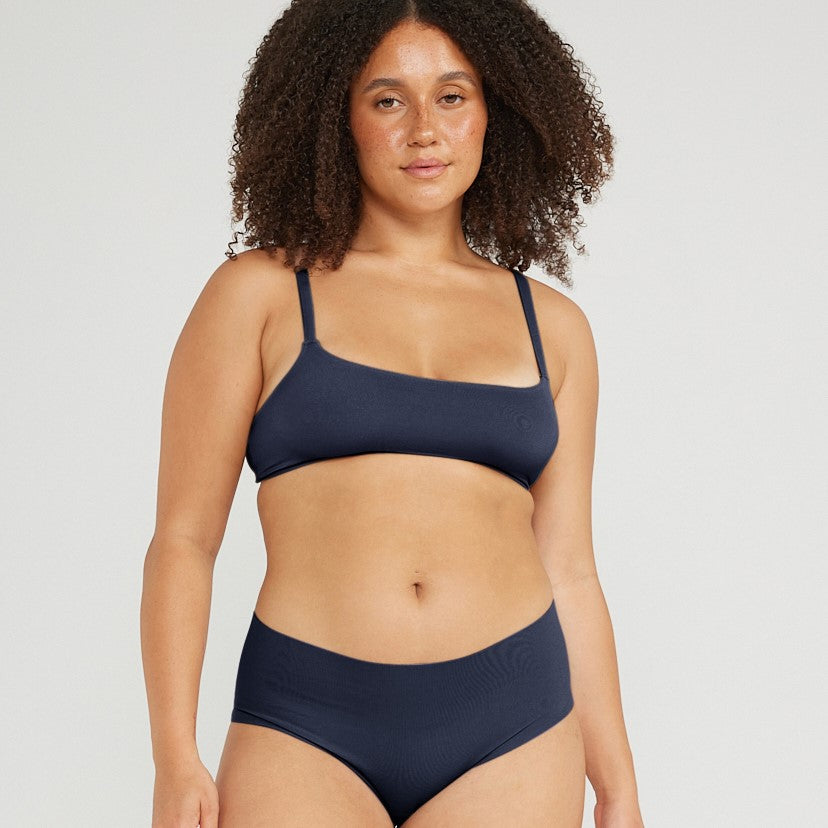 Mid-Rise Bikini - Seamless Cotton - Ink
