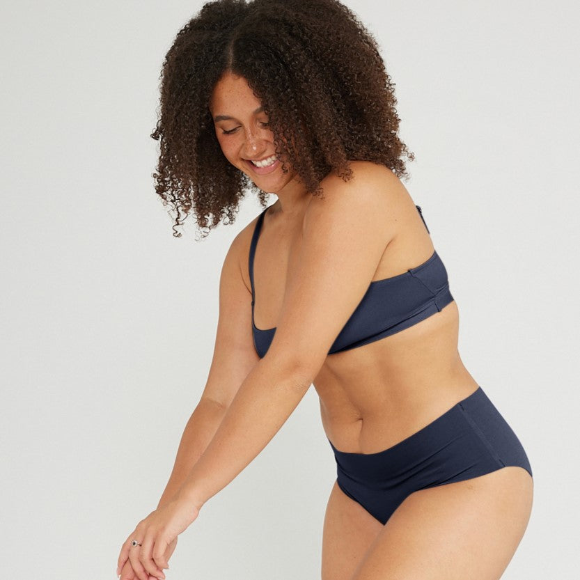 Mid-Rise Bikini - Seamless Cotton - Ink