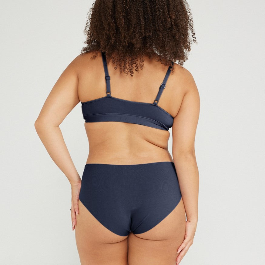 Mid-Rise Bikini - Seamless Cotton - Ink