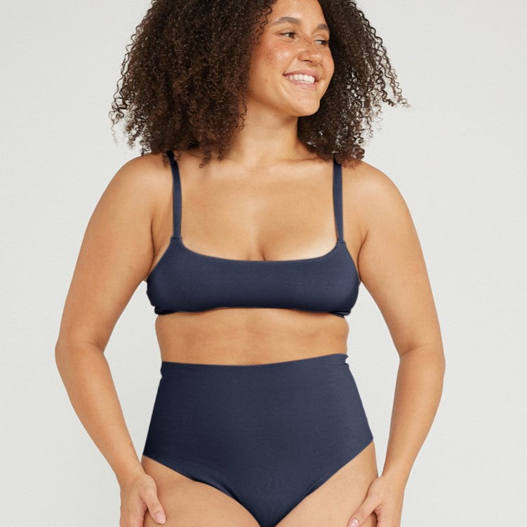 High-Rise Thong - Seamless Cotton - Ink