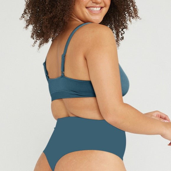 High-Rise Thong - Seamless Cotton - Neptune