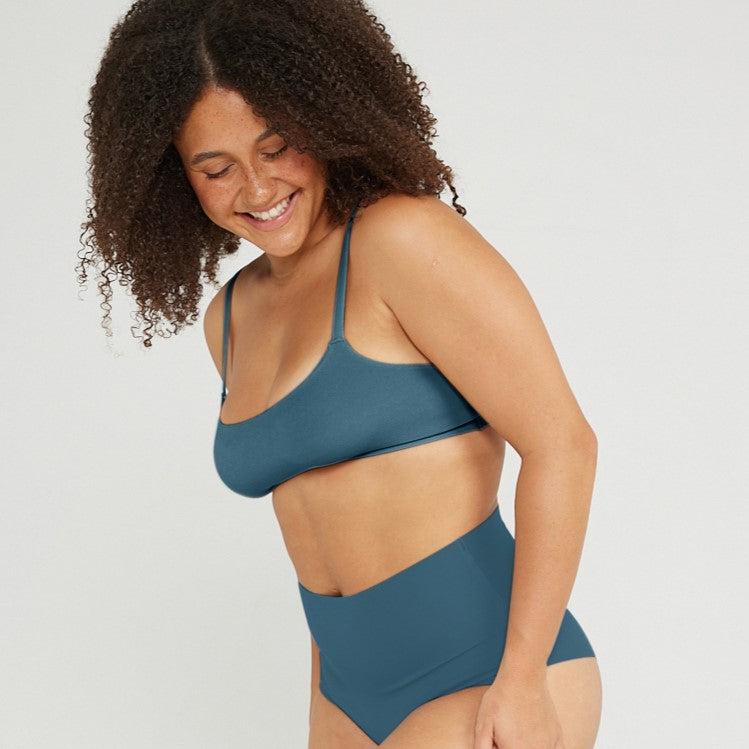 High-Rise Cheeky - Seamless Cotton - Neptune