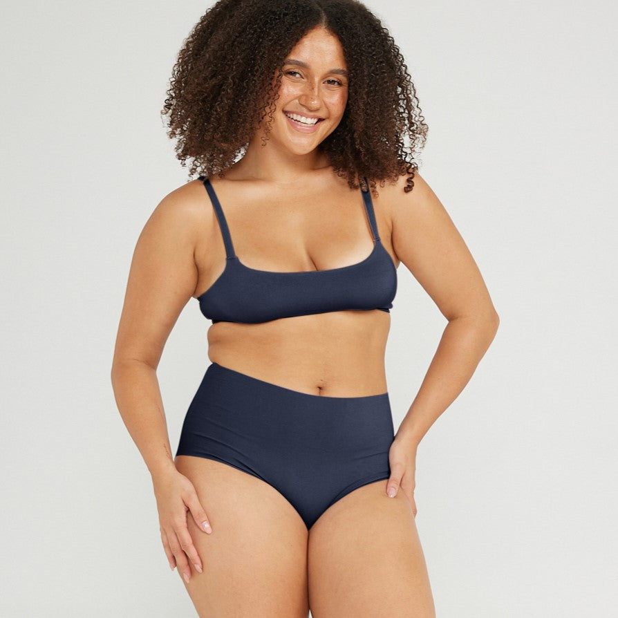 High-Rise Bikini - Seamless Cotton - Ink