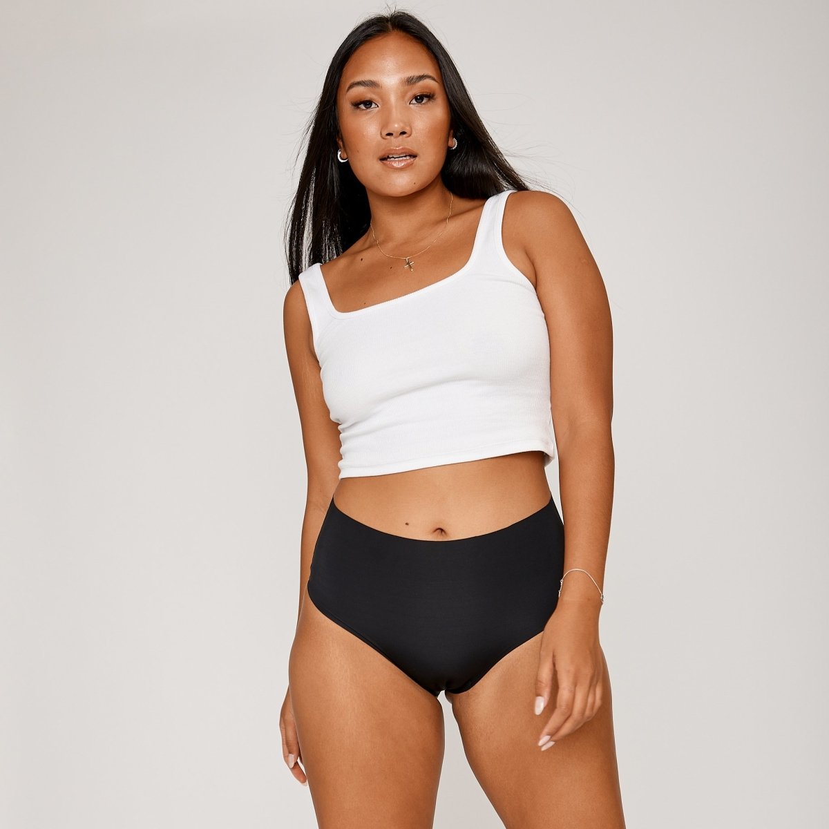 High-Rise Bikini Brief - Black - Peach Underwear