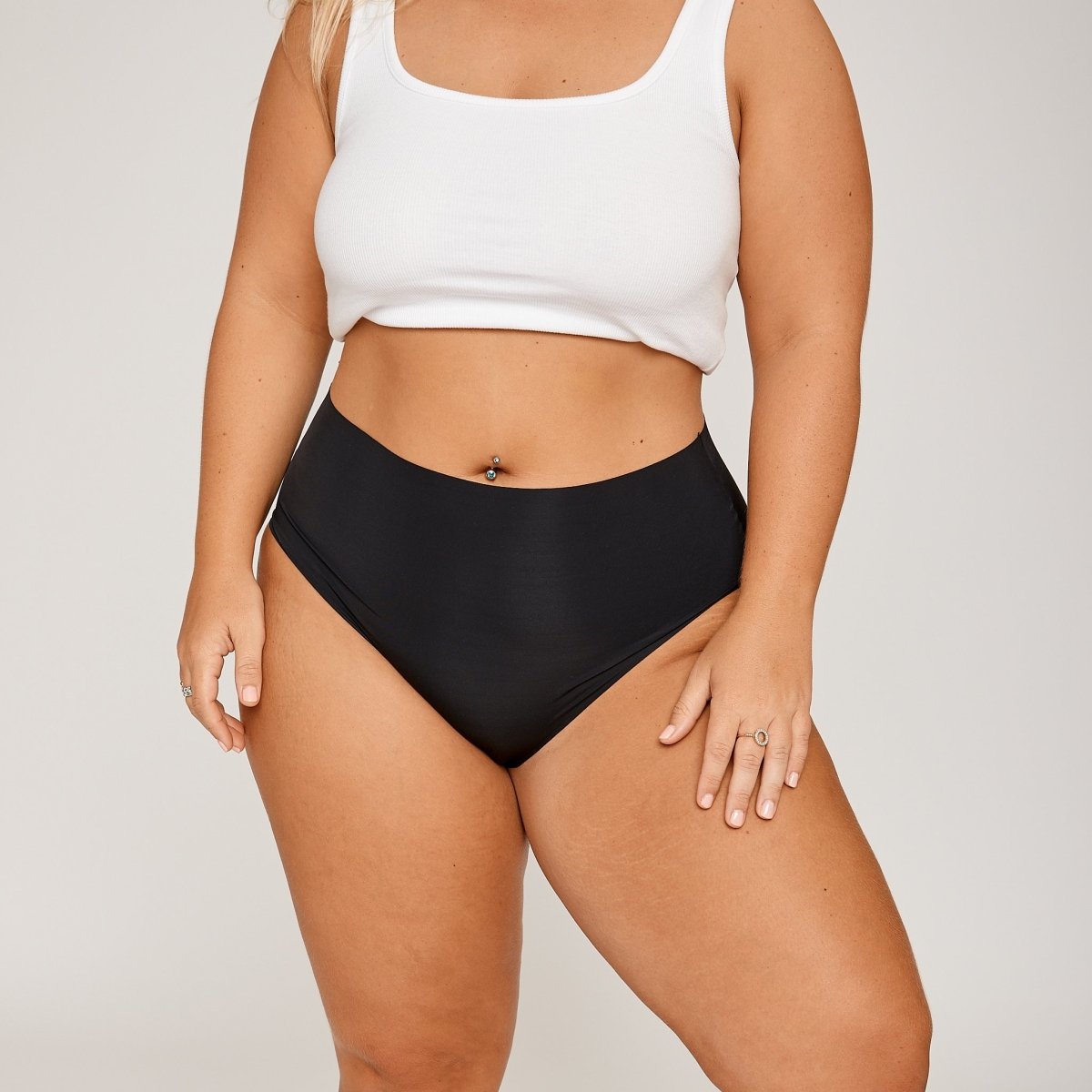 High-Rise Bikini Brief - Black - Peach Underwear