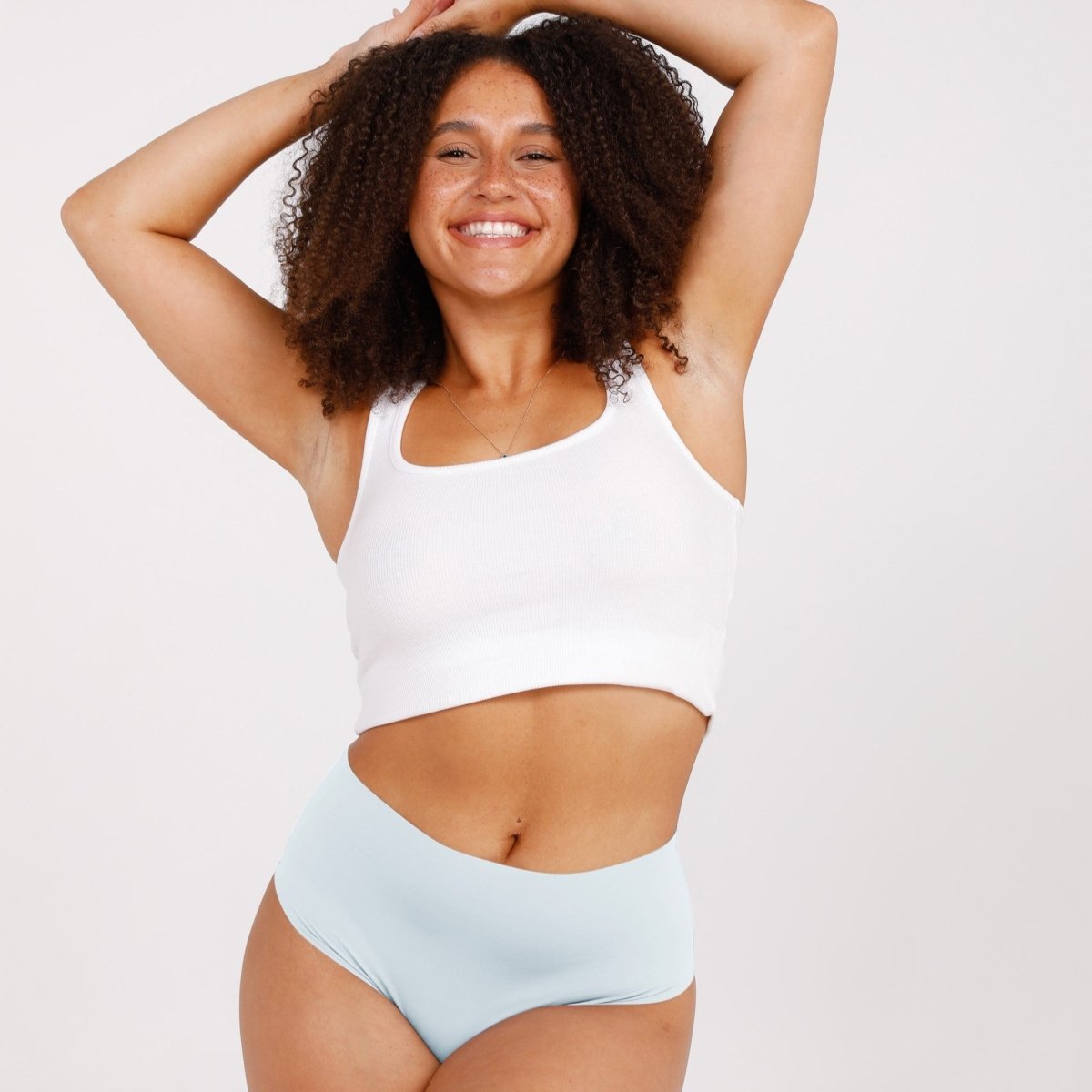 High-Rise Bikini Brief - Seamless Ultrasmooth - Sky Blue - Peach Underwear