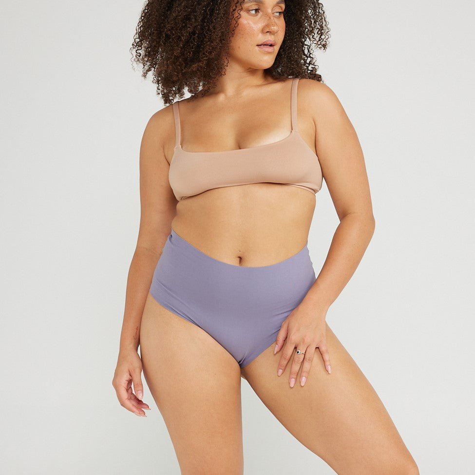 High-Rise Bikini - Seamless Cotton - Ocean - Peach Underwear