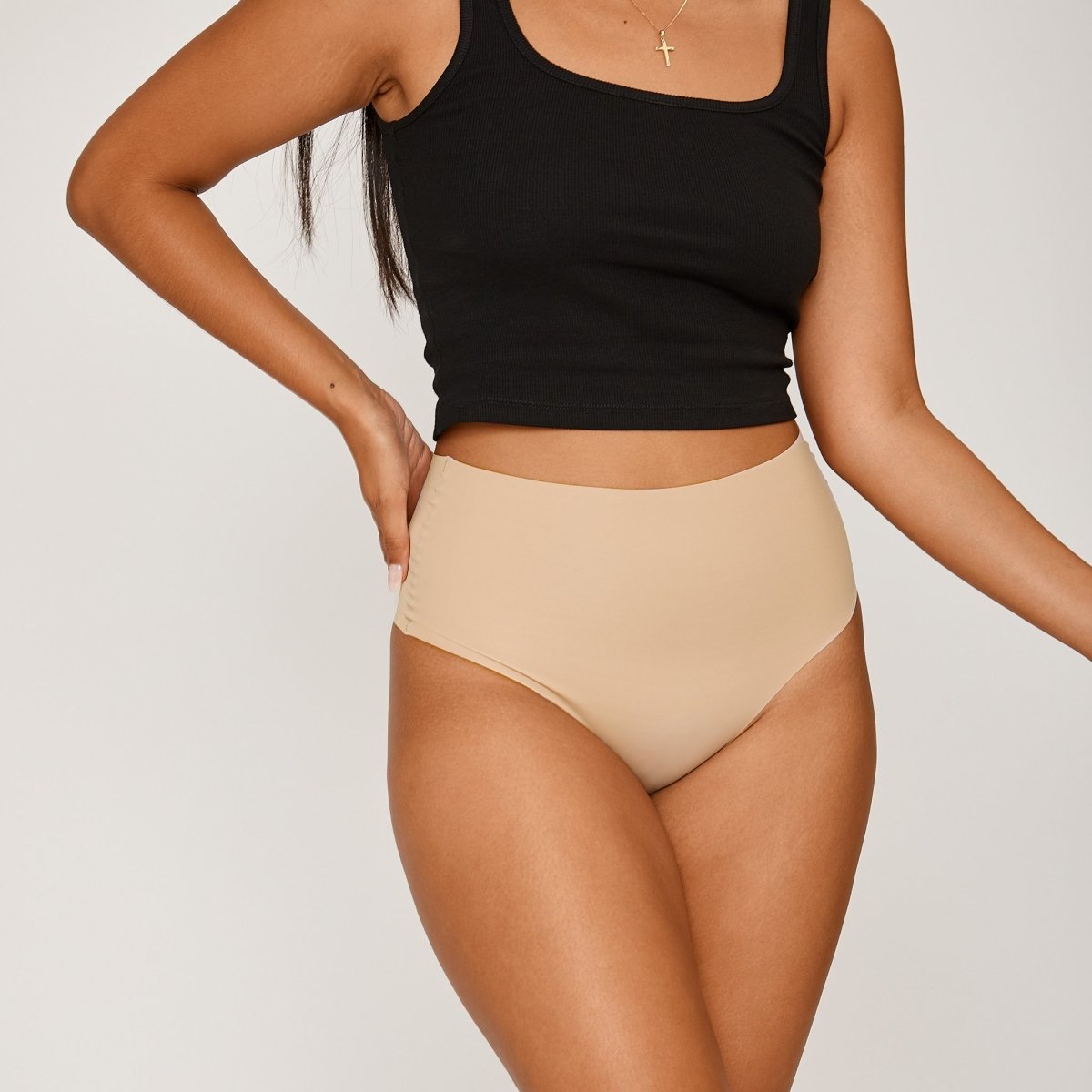 High-Rise Thong - Latte - Peach Underwear
