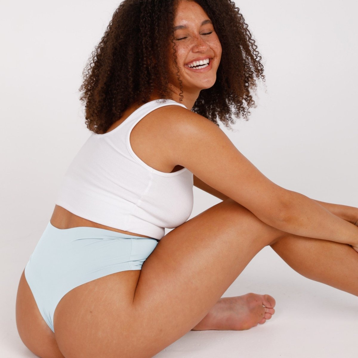 High-Rise Thong - Seamless Ultrasmooth - Sky Blue - Peach Underwear