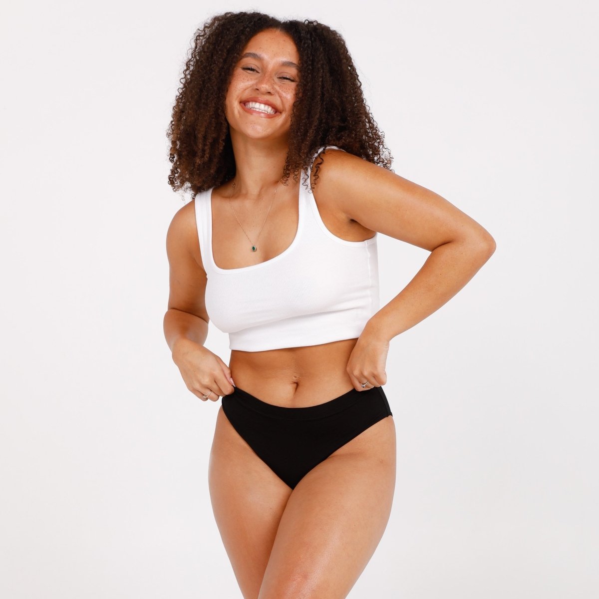 Mid-Rise Bikini Brief - Bamboo Butter - Black - Peach Underwear