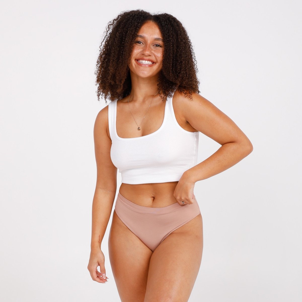 Mid-Rise Bikini Brief - Bamboo Butter - Latte - Peach Underwear