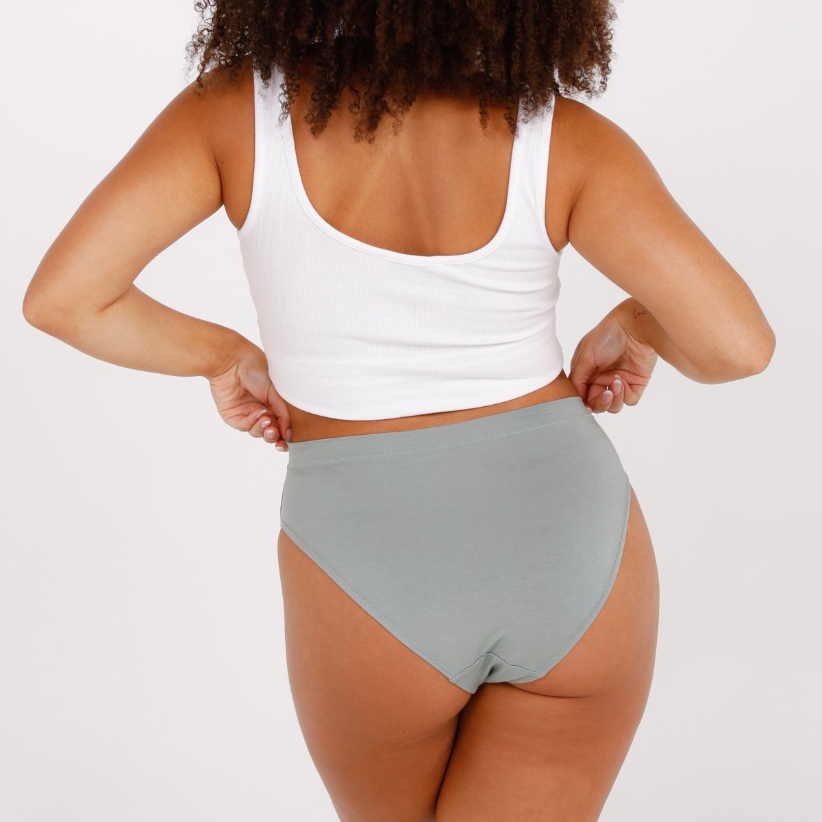 Mid-Rise Bikini Brief - Bamboo Butter - Olive - Peach Underwear