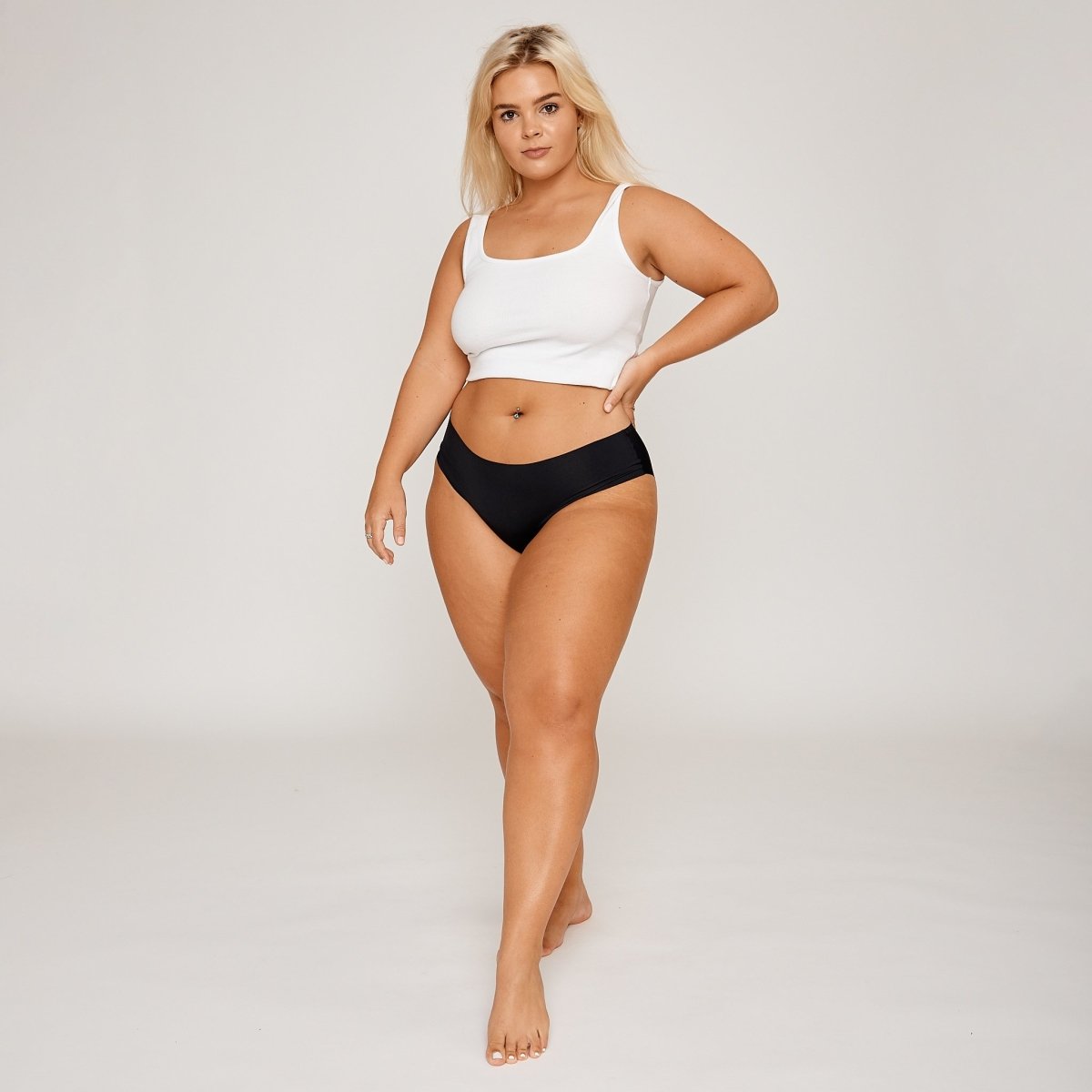 Mid-Rise Bikini Brief - Black - Peach Underwear