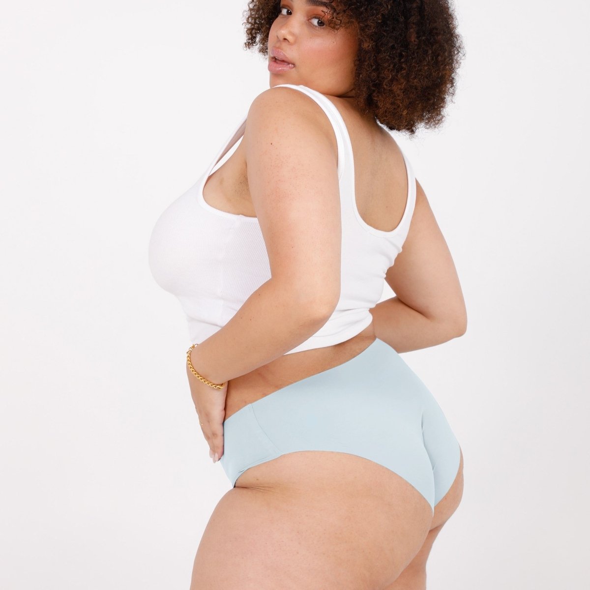 Mid-Rise Bikini Brief - Seamless Ultrasmooth - Sky Blue - Peach Underwear
