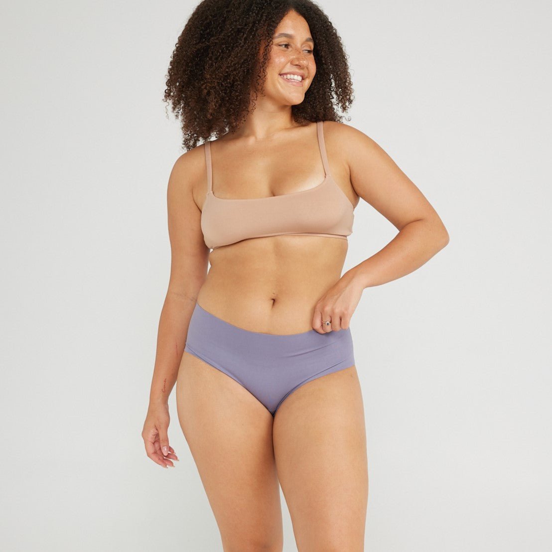 Mid-Rise Bikini - Seamless Cotton - Ocean - Peach Underwear