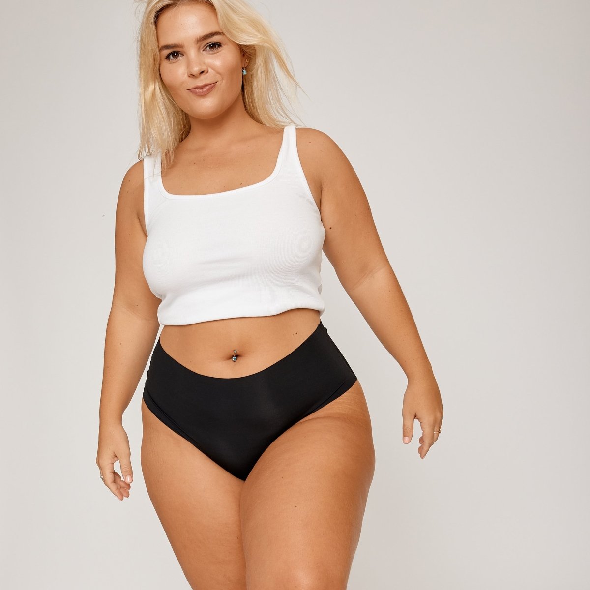 Mid-Rise Cheeky - Black - Peach Underwear