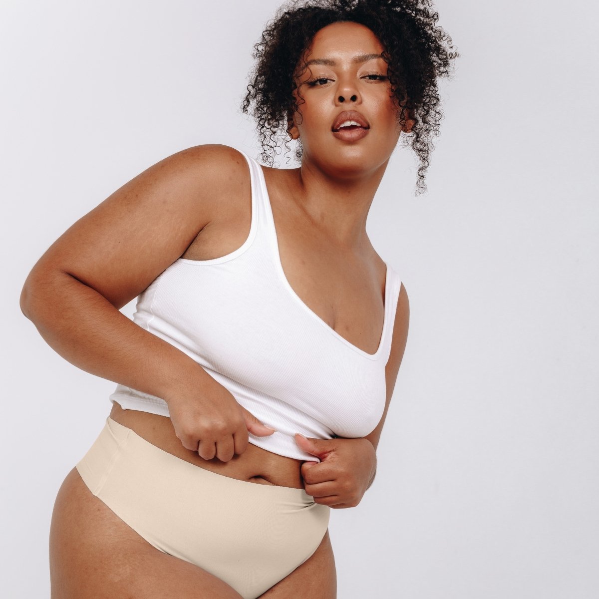 Mid-Rise Thong - Seamless Cotton - Buttermilk - Peach Underwear