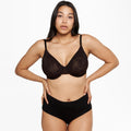 Underwire Mesh Bra - Black - Peach Underwear