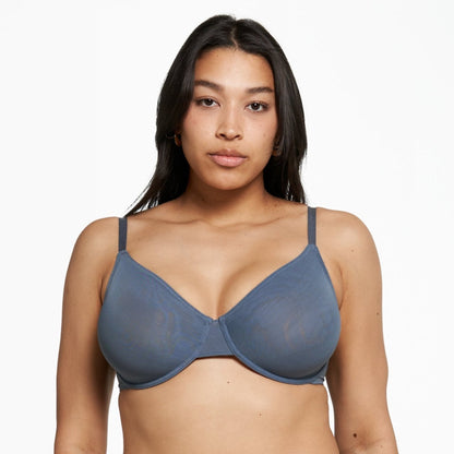 Underwire Mesh Bra - Stone Blue