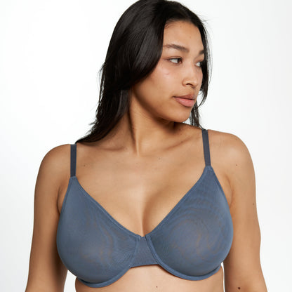 Underwire Mesh Bra - Stone Blue