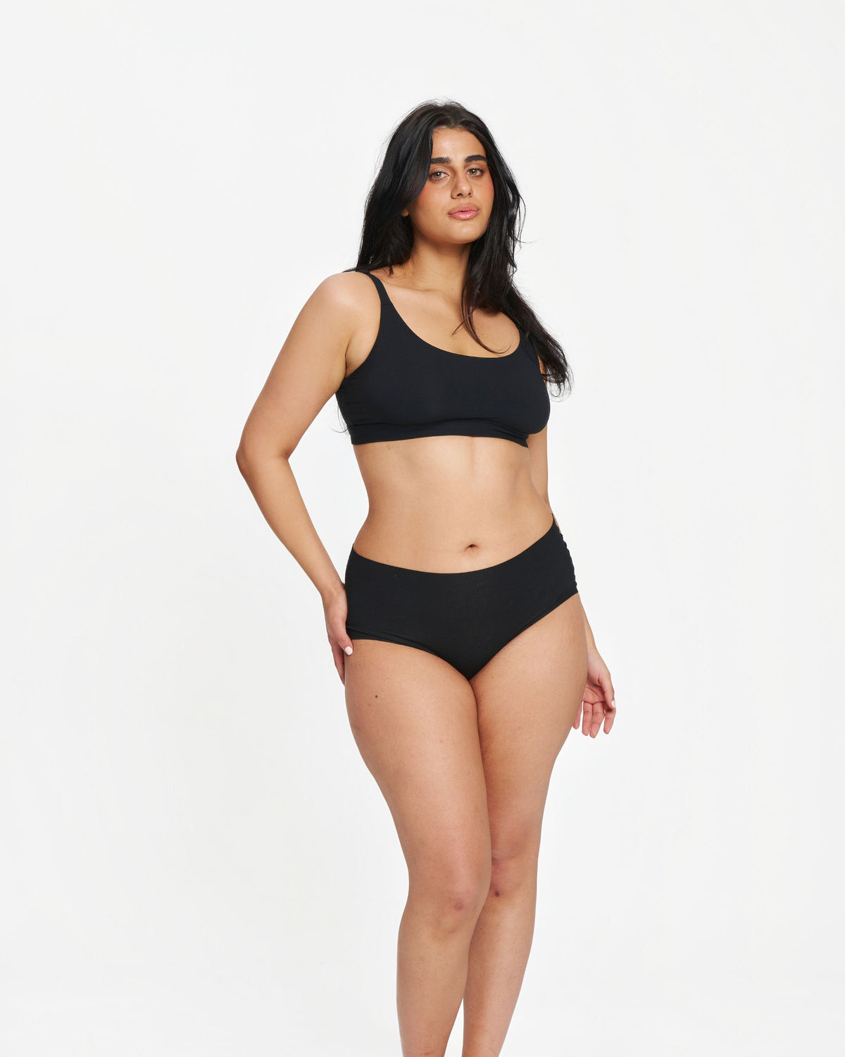 High-Rise Bikini - Seamless Cotton - Black