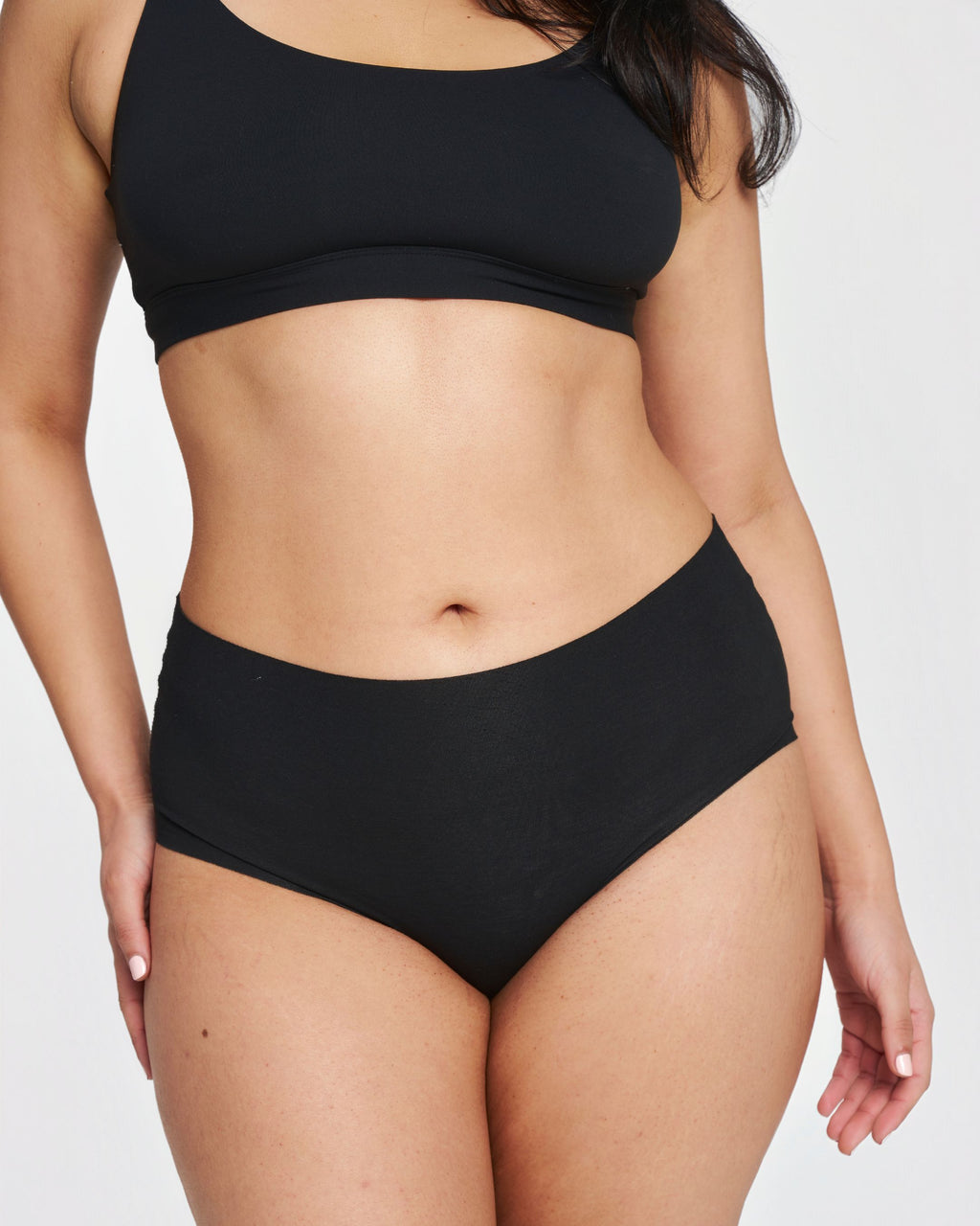 High-Rise Bikini - Seamless Cotton - Black