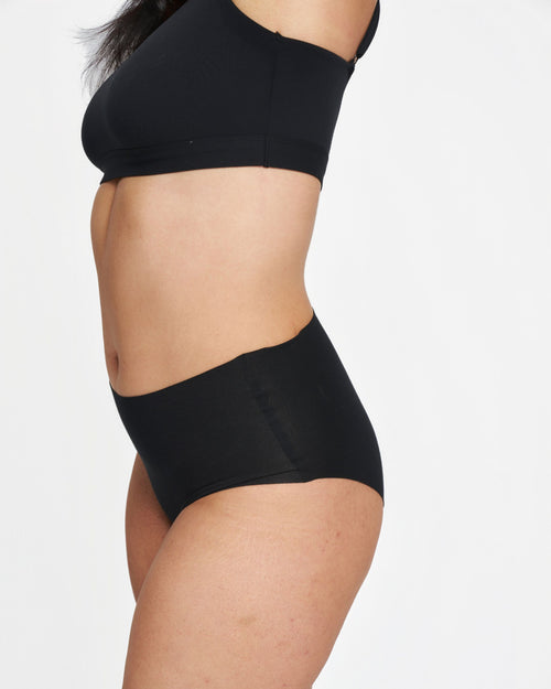 High-Rise Bikini - Seamless Cotton - Black