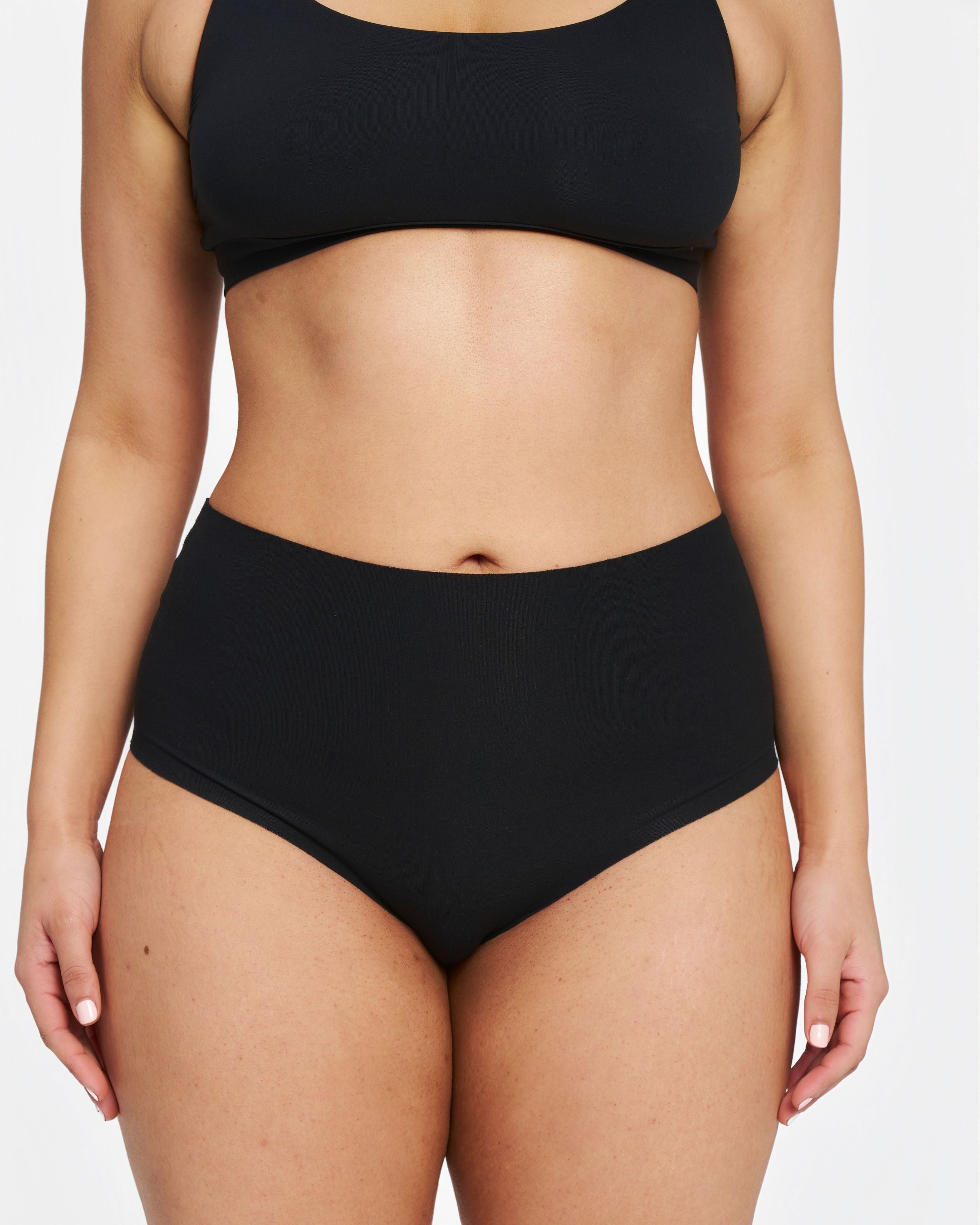 High-Rise Bikini - Seamless Cotton - Black