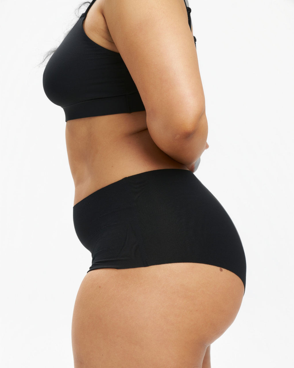 High-Rise Bikini - Seamless Cotton - Black