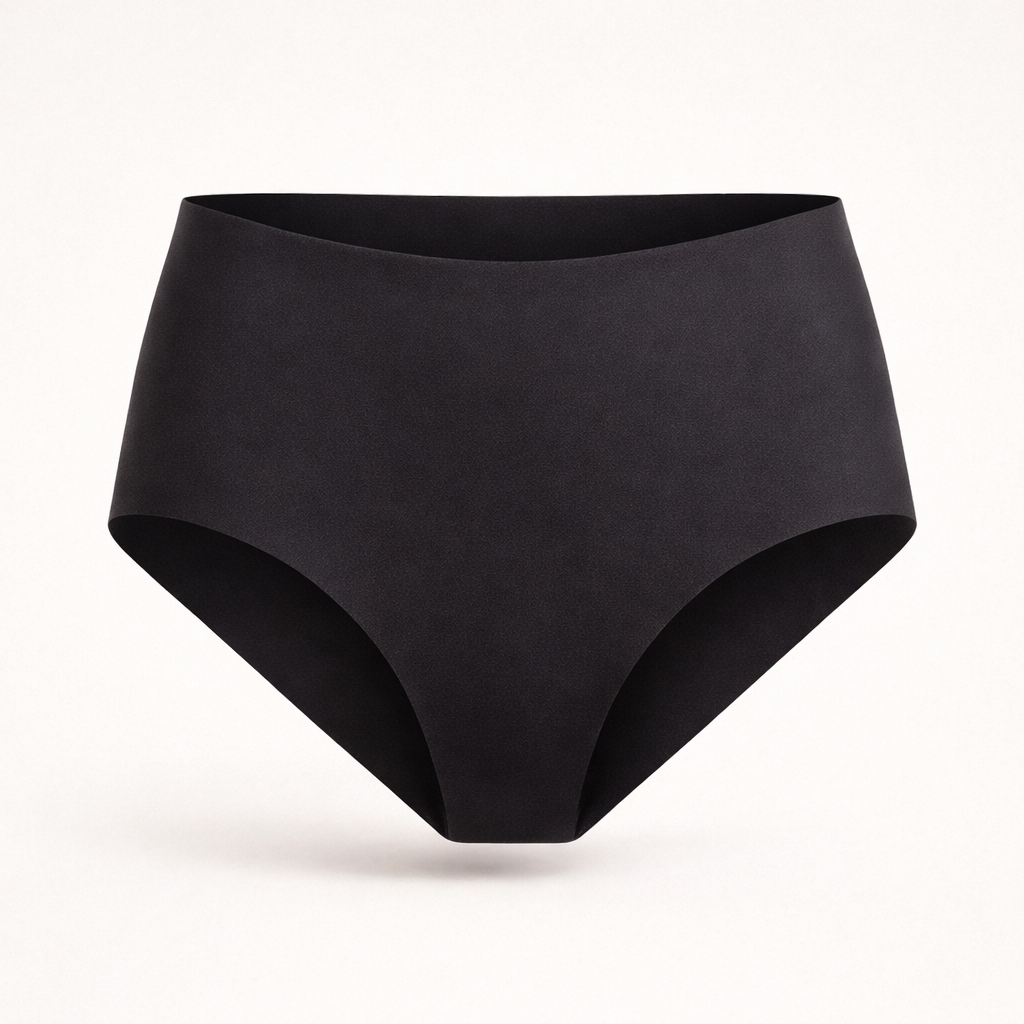 High-Rise Bikini - Seamless Cotton - Black - Peach Underwear