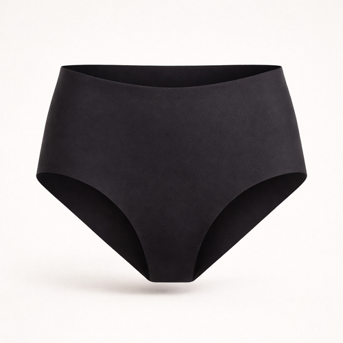 High-Rise Bikini - Seamless Cotton - Black