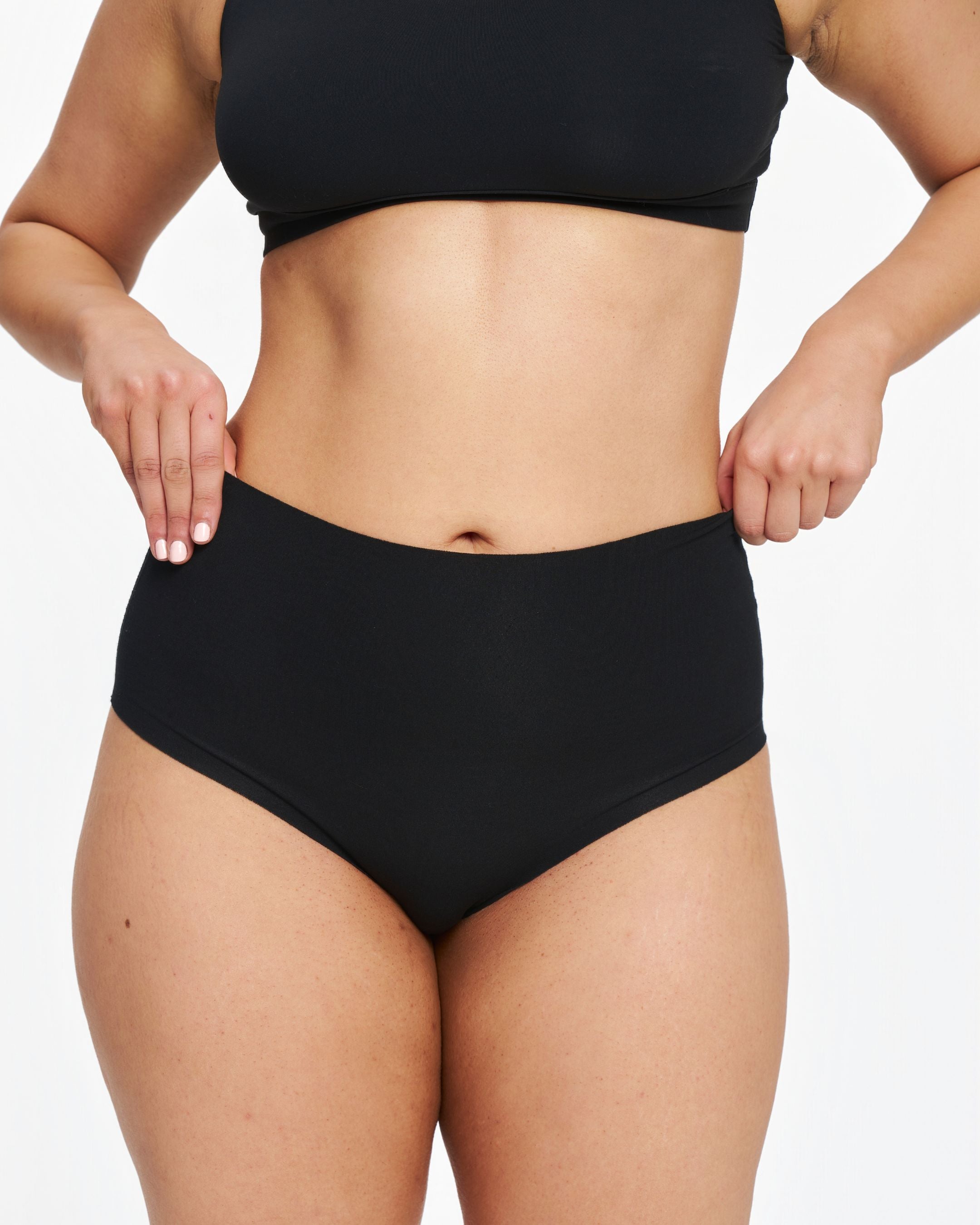 High-Rise Cheeky - Seamless Cotton - Black