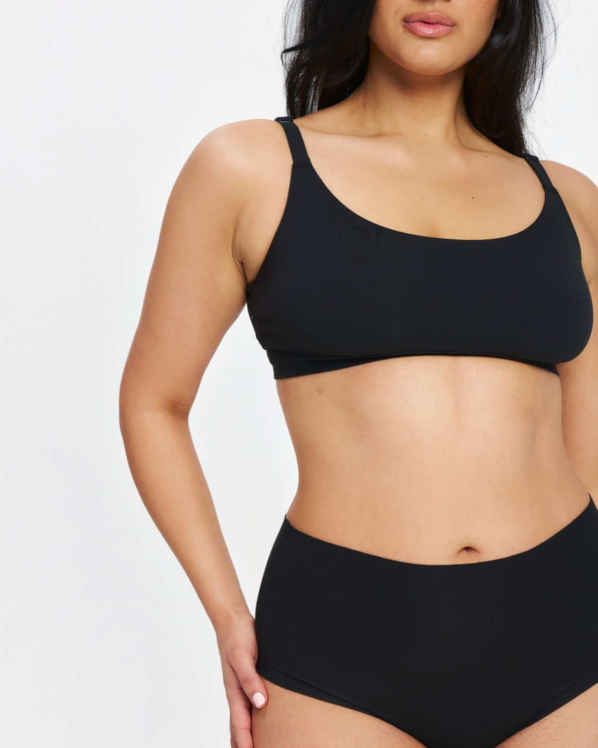 High-Rise Cheeky - Seamless Cotton - Black