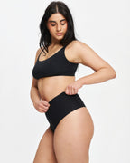 High-Rise Thong - Seamless Cotton - Black