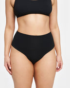 High-Rise Thong - Seamless Cotton - Black