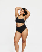 High-Rise Thong - Seamless Cotton - Black