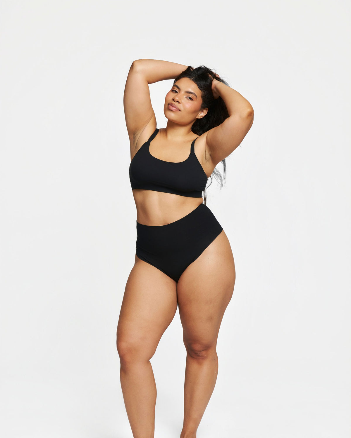 High-Rise Thong - Seamless Cotton - Black