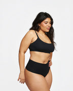 High-Rise Thong - Seamless Cotton - Black