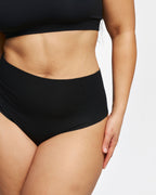 High-Rise Thong - Seamless Cotton - Black