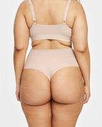 High-Rise Thong - Seamless Cotton - Latte