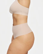 High-Rise Thong - Seamless Cotton - Latte