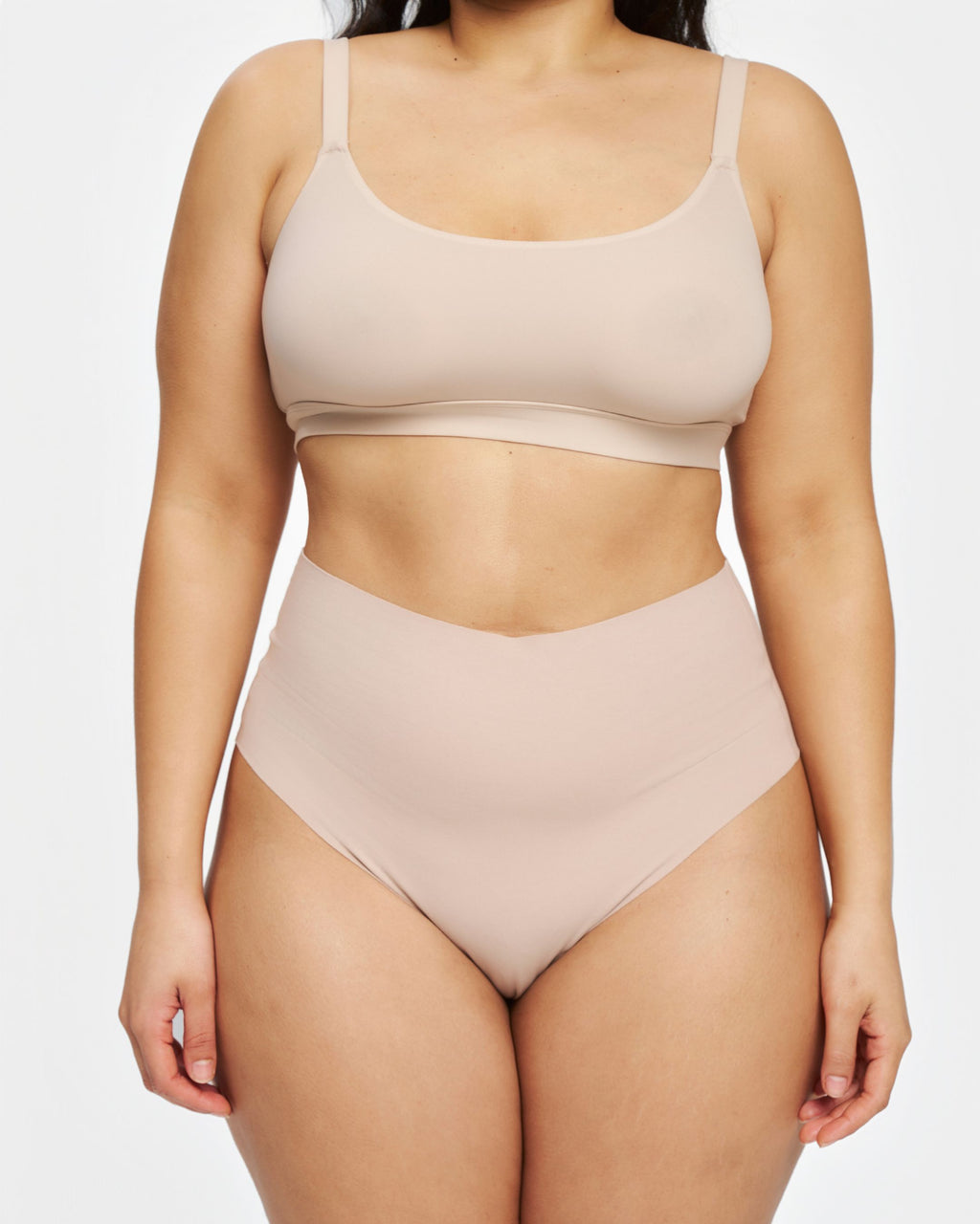 High-Rise Thong - Seamless Cotton - Latte