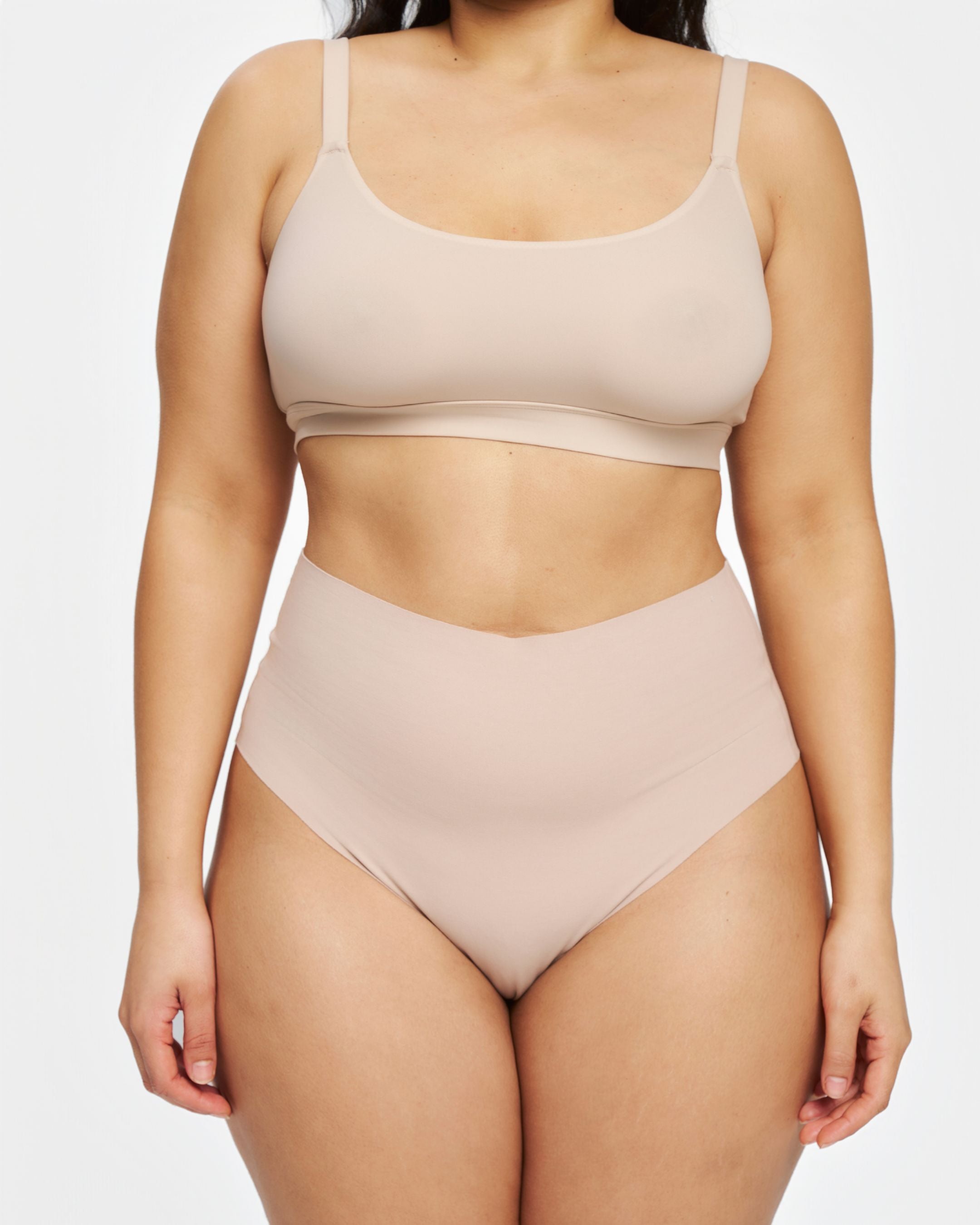 High-Rise Thong - Seamless Cotton - Latte