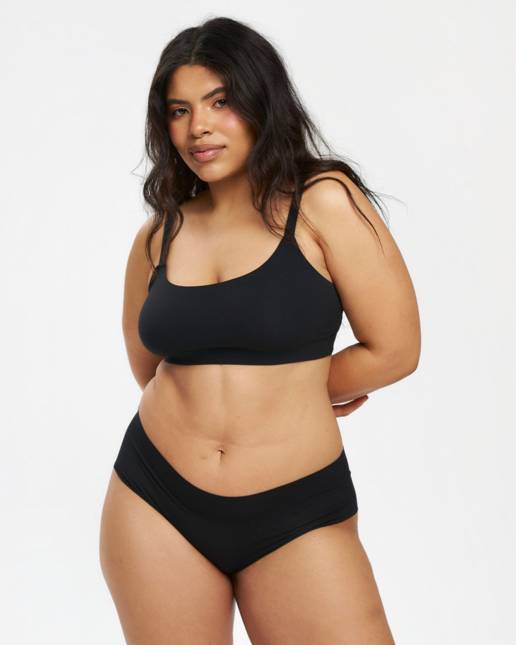 Mid-Rise Bikini - Seamless Cotton - Black