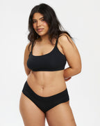 Mid-Rise Bikini - Seamless Cotton - Black