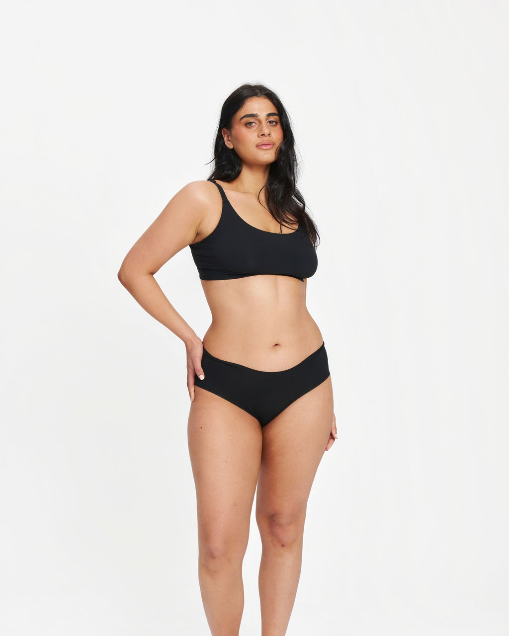 Mid-Rise Bikini - Seamless Cotton - Black