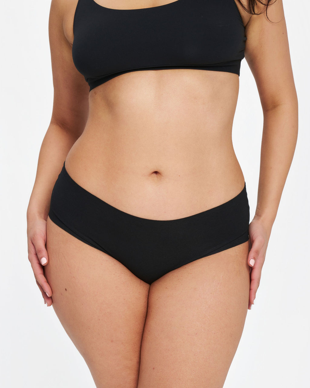 Mid-Rise Bikini - Seamless Cotton - Black